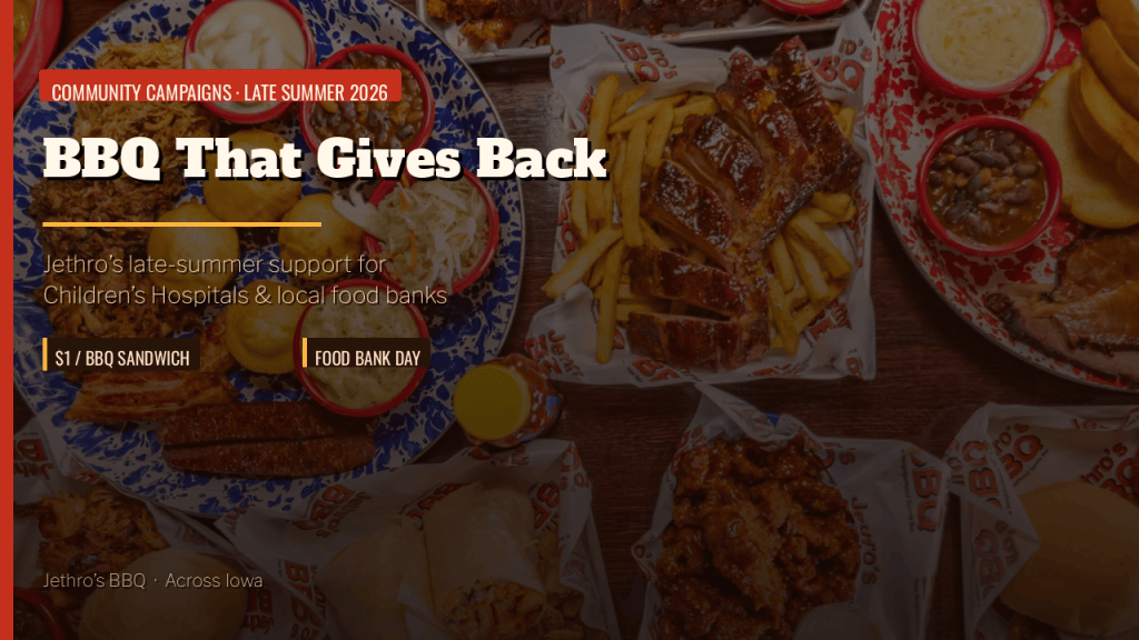 BBQ that gives back: Jethro’s late-summer community campaigns